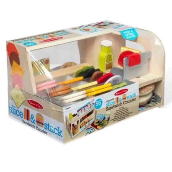 Melissa & Doug Wooden Slice & Stack Sandwich Counter Deli Play Set *NEW* - Picture 1 of 6